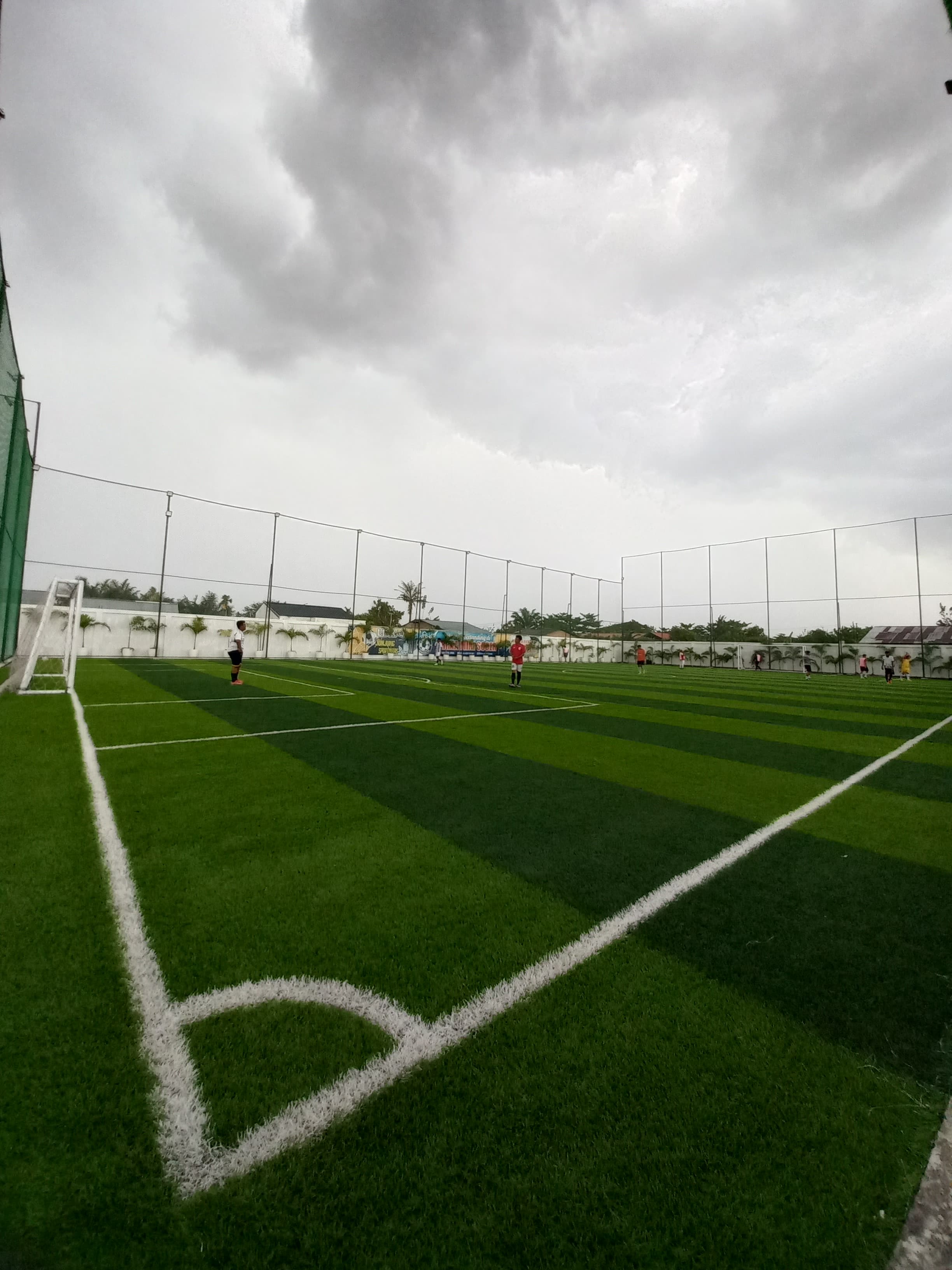 Mini soccer players enjoying a game on a field