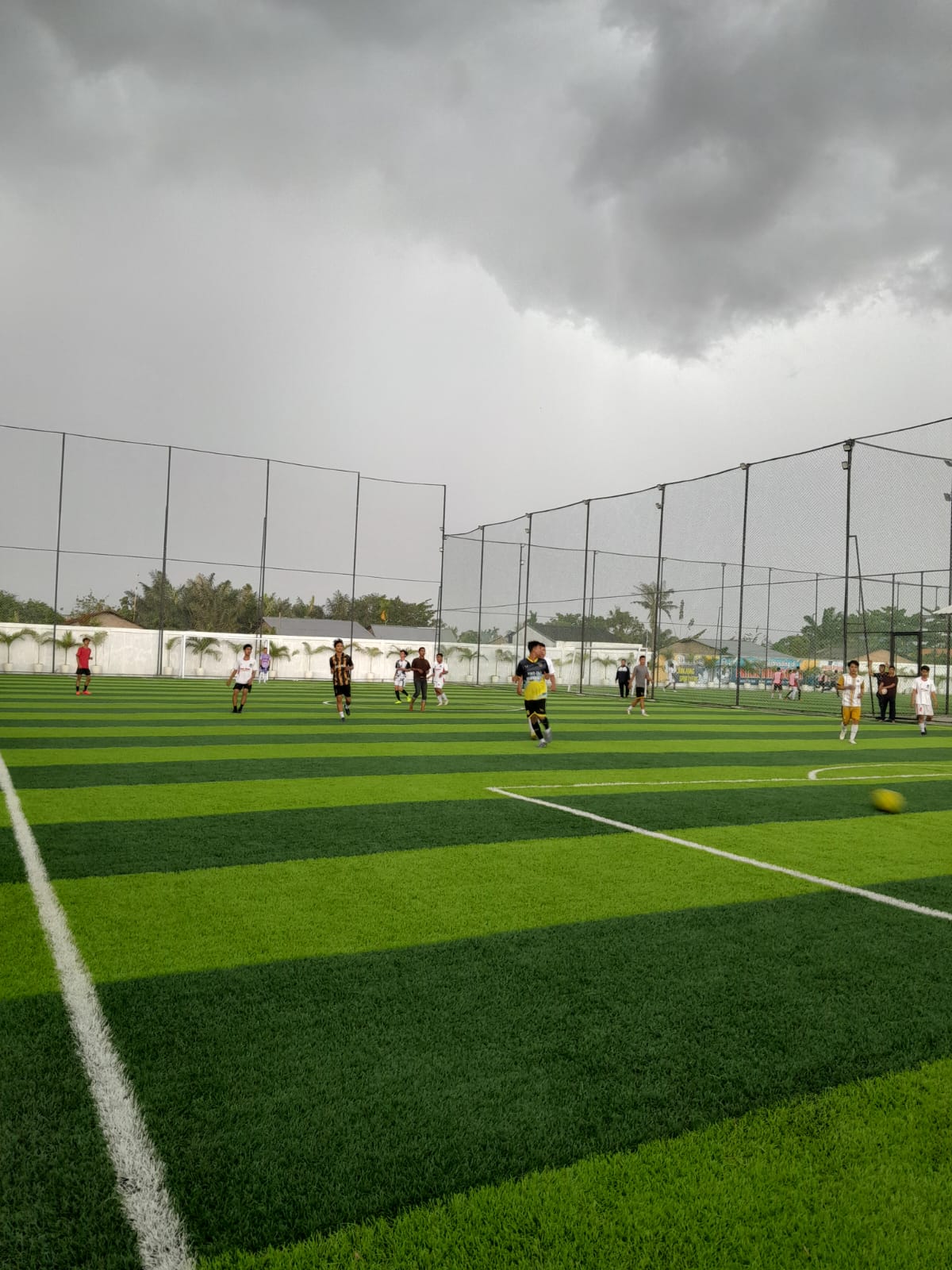 Mini soccer players enjoying a game on a field