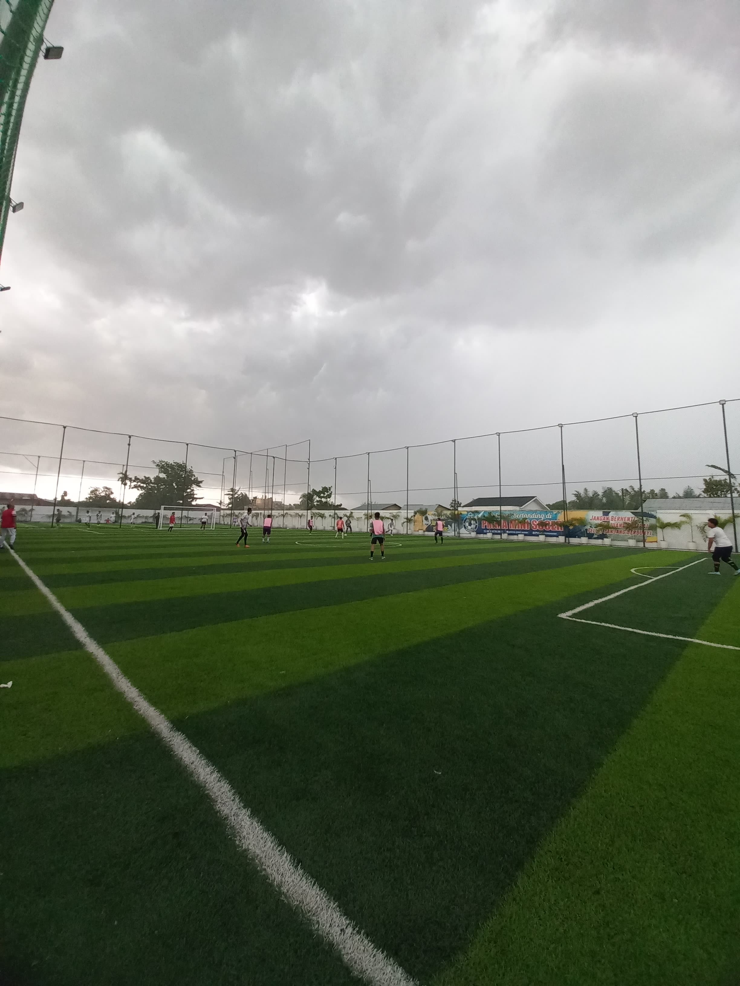 Mini soccer players enjoying a game on a field