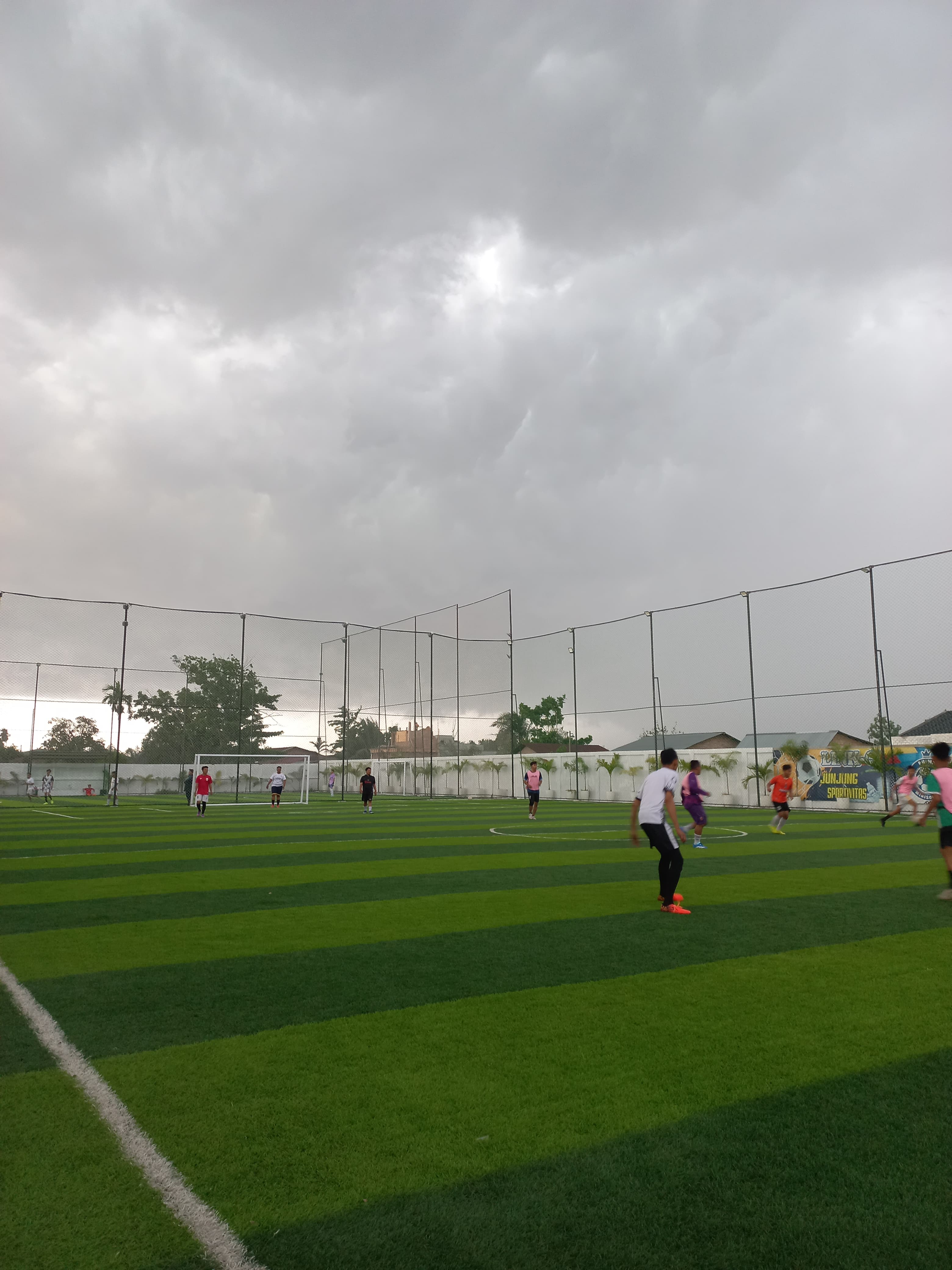 Mini soccer players enjoying a game on a field